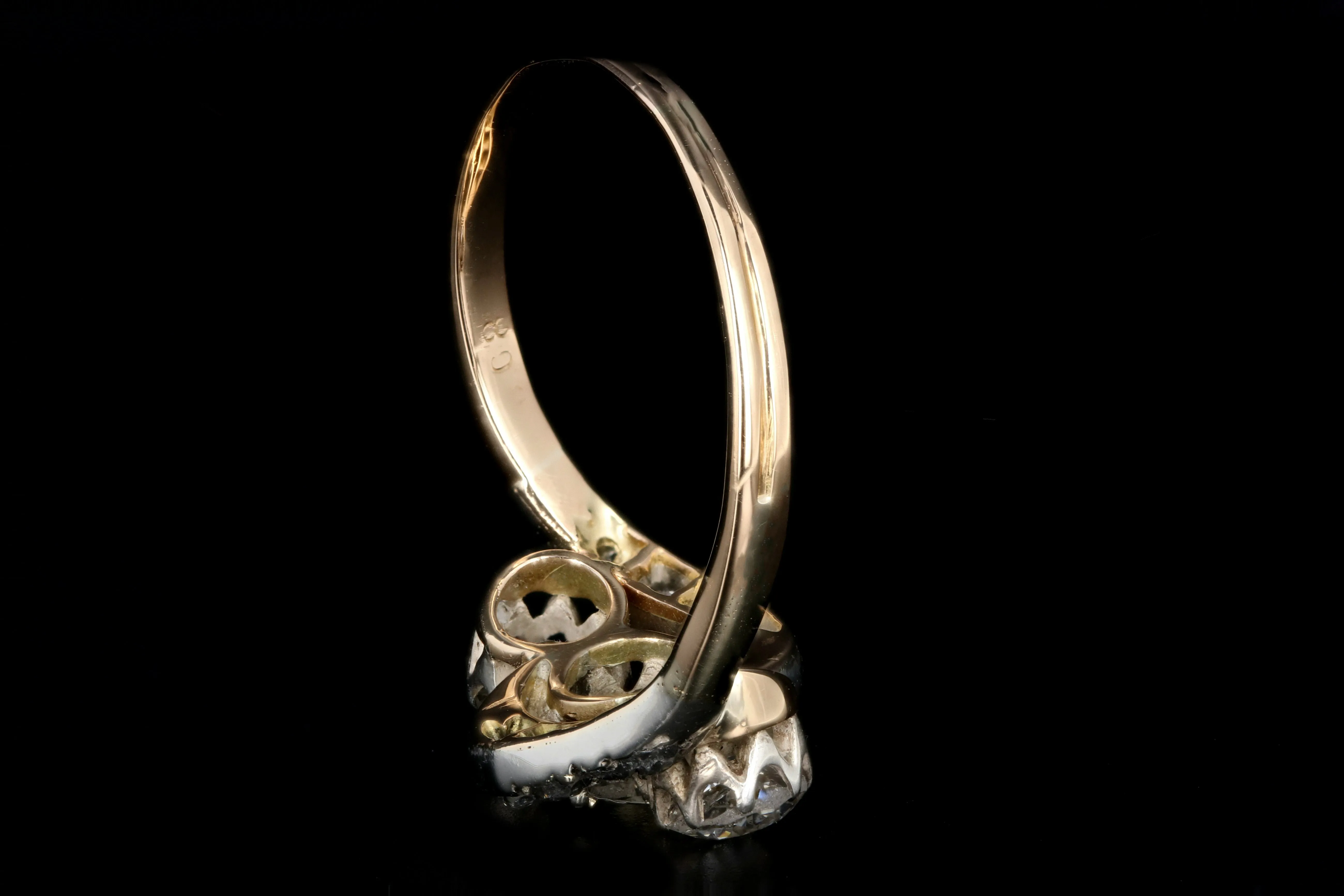 Edwardian 18K White & Yellow Gold  1.86 Carat Old Mine, Old European and Rose Cut Diamond Ring