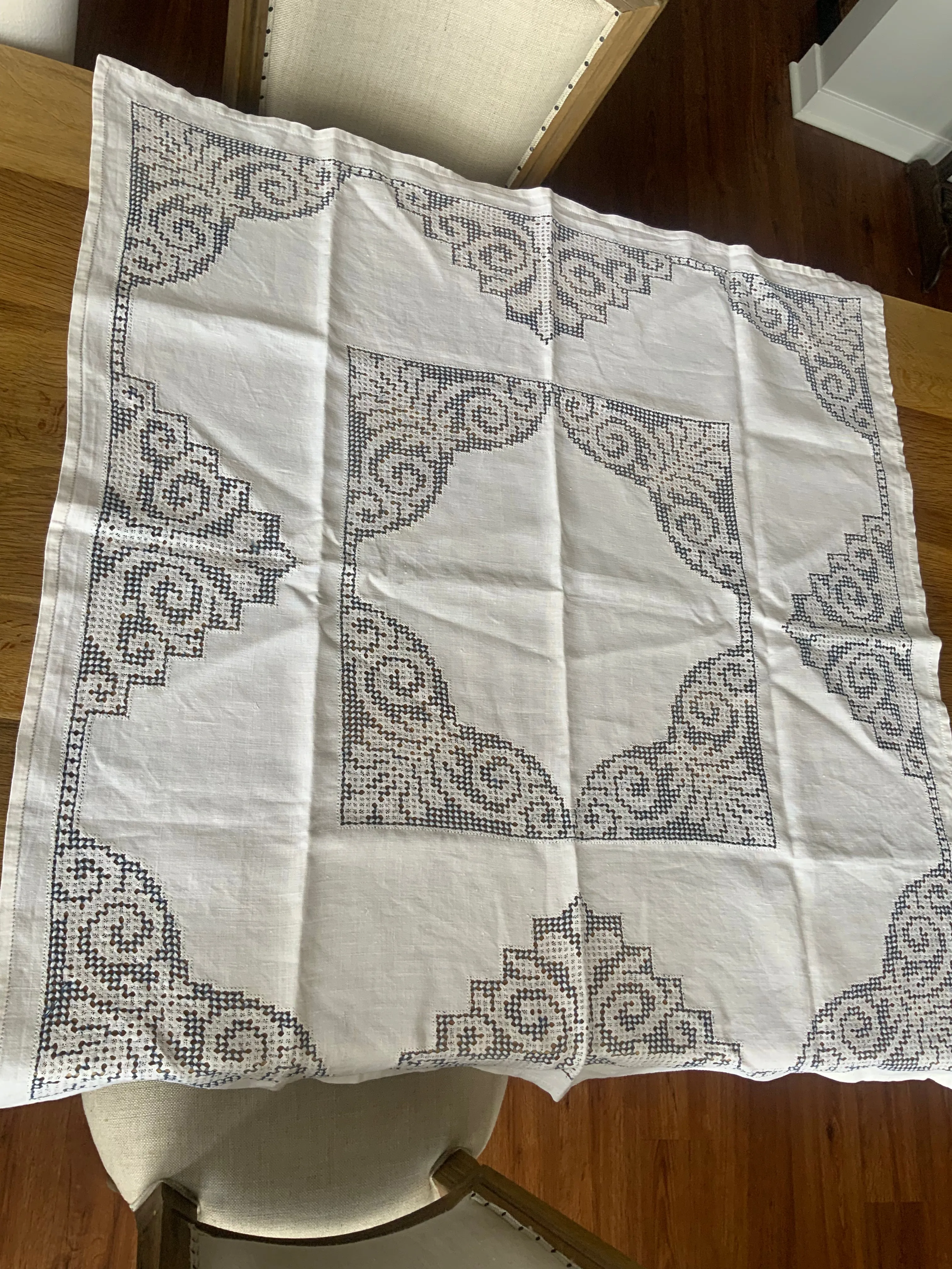 Edwardian Embroidered Tablecloth - 1900