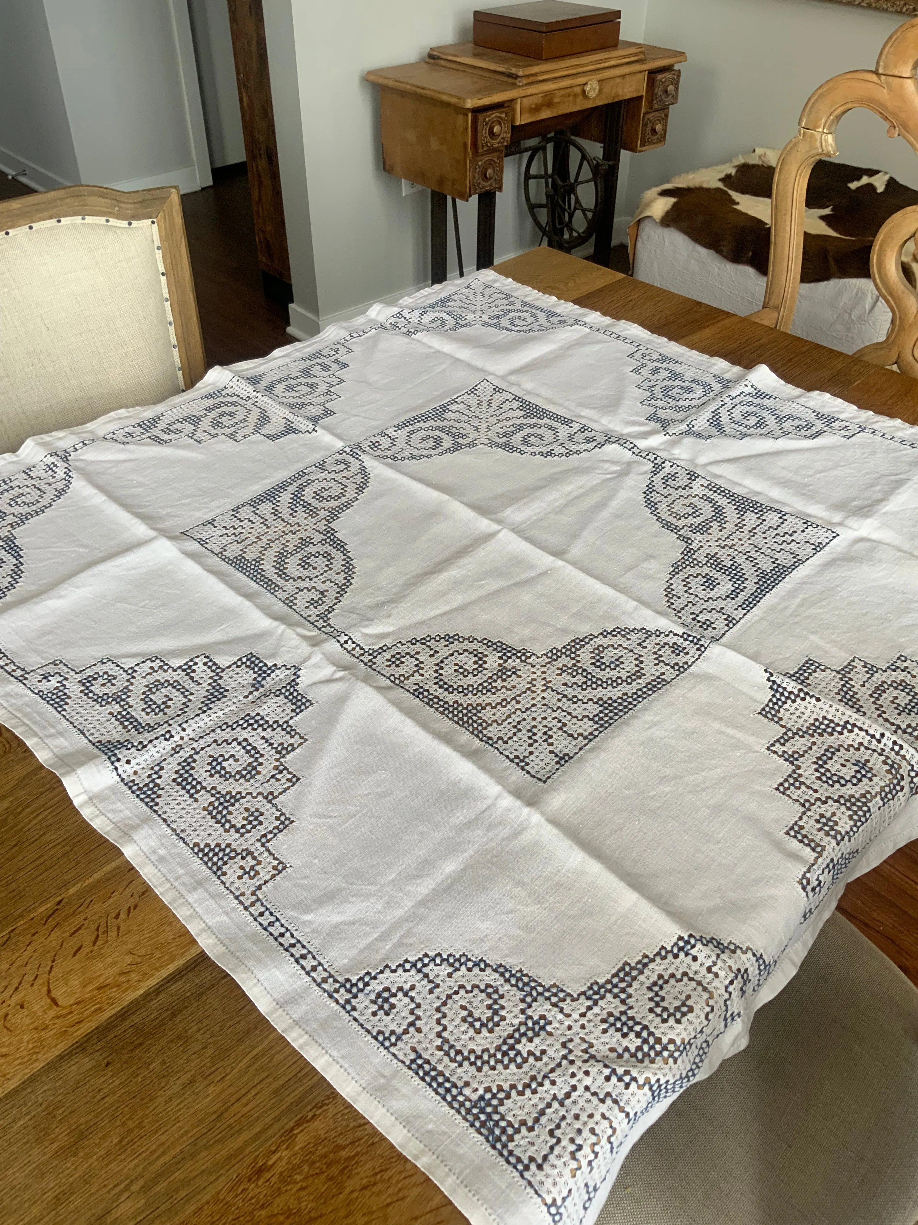 Edwardian Embroidered Tablecloth - 1900