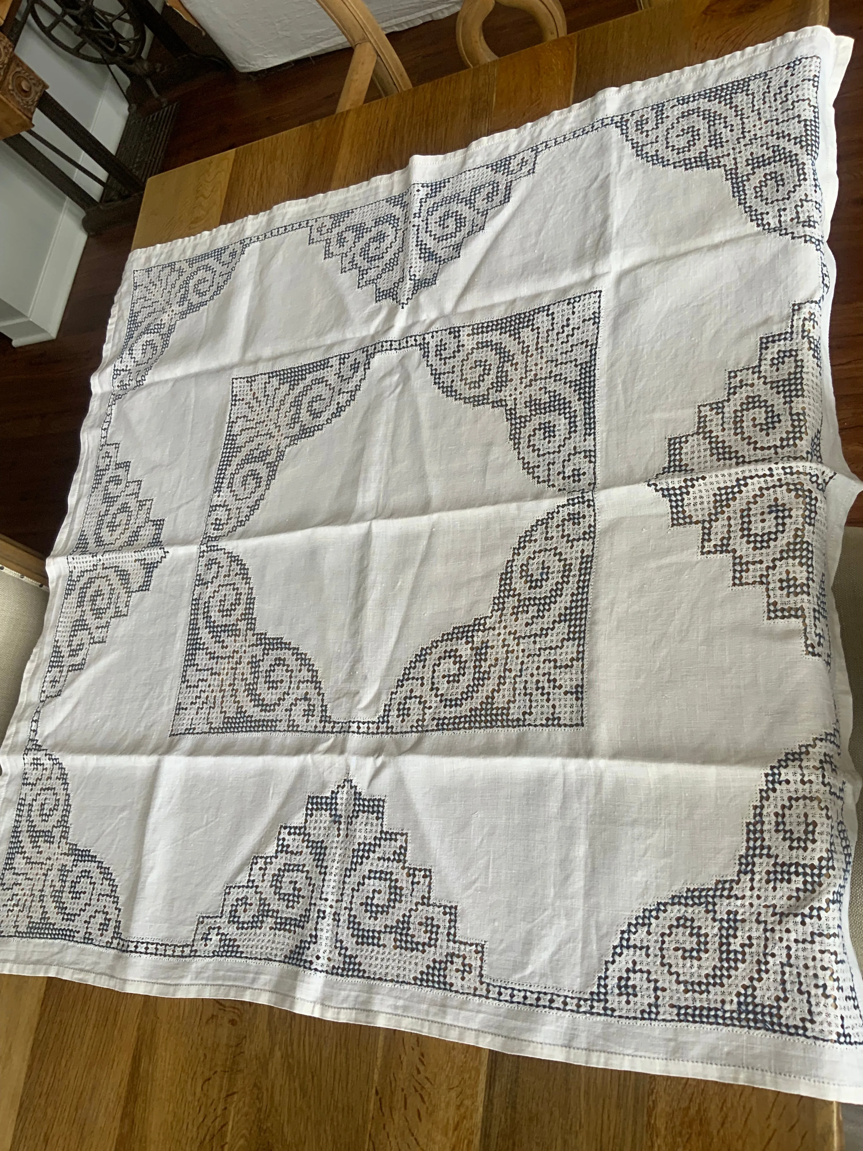 Edwardian Embroidered Tablecloth - 1900
