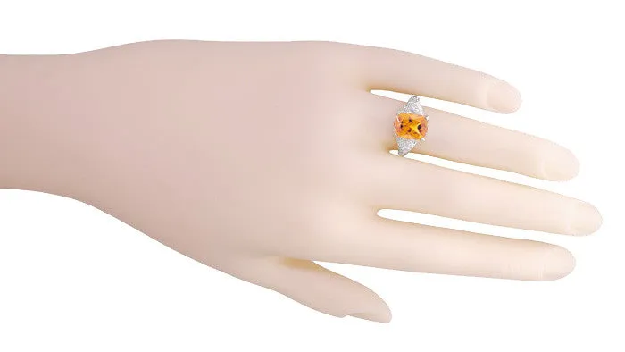 Edwardian Filigree Citrine Ring in Sterling Silver
