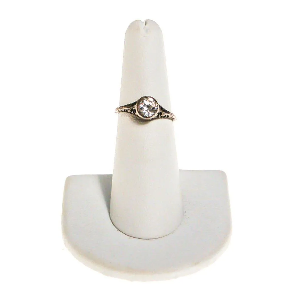 Edwardian Filigree Rhinestone Solitaire Engagement Ring