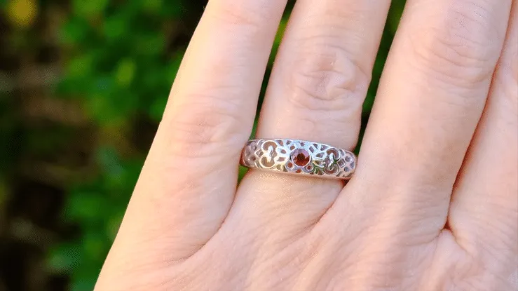 Edwardian Filigree Ruby Band in 14 Karat White Gold