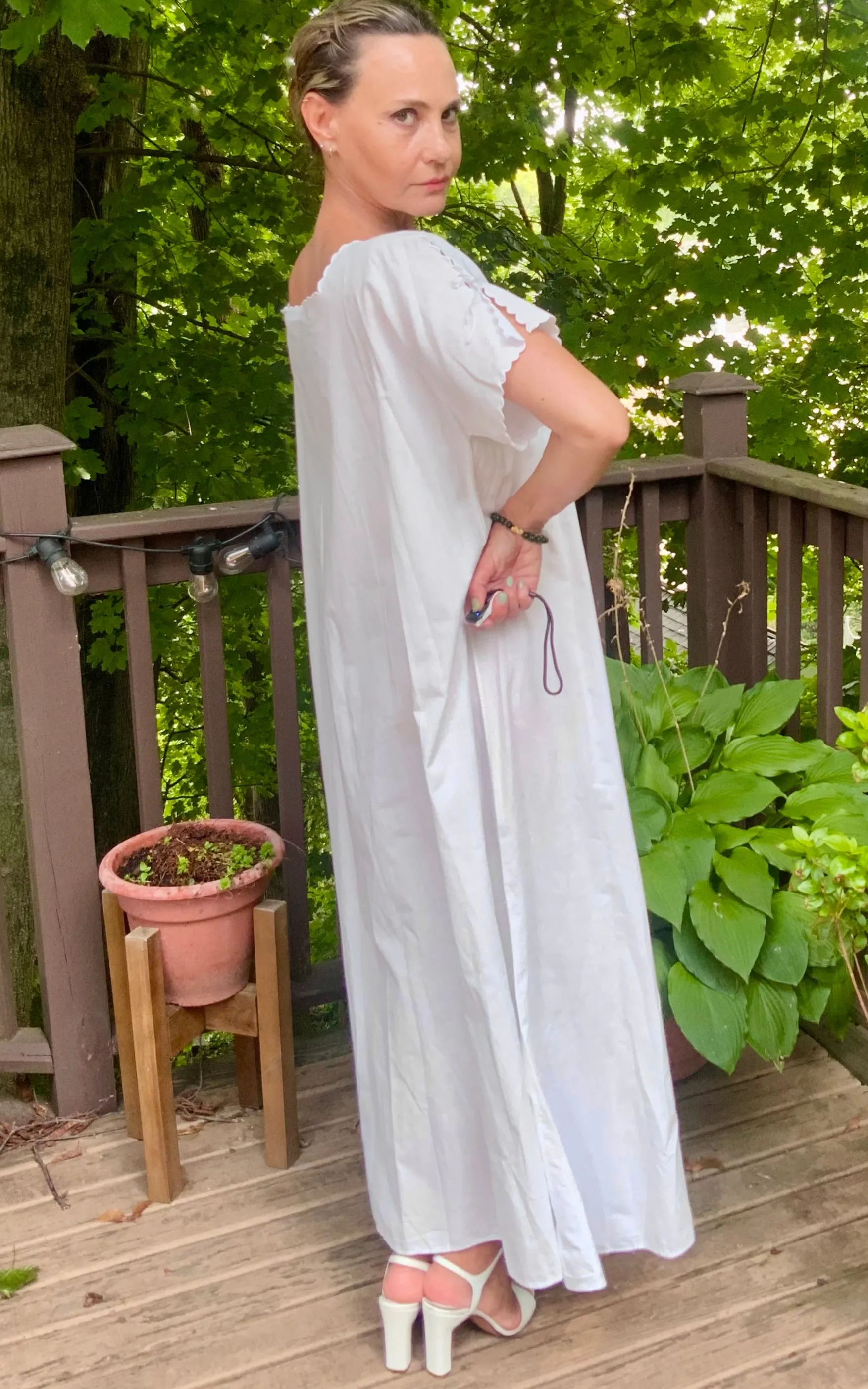 Edwardian Nightgown Cotton Cut Out Work and Embroidery - 1900