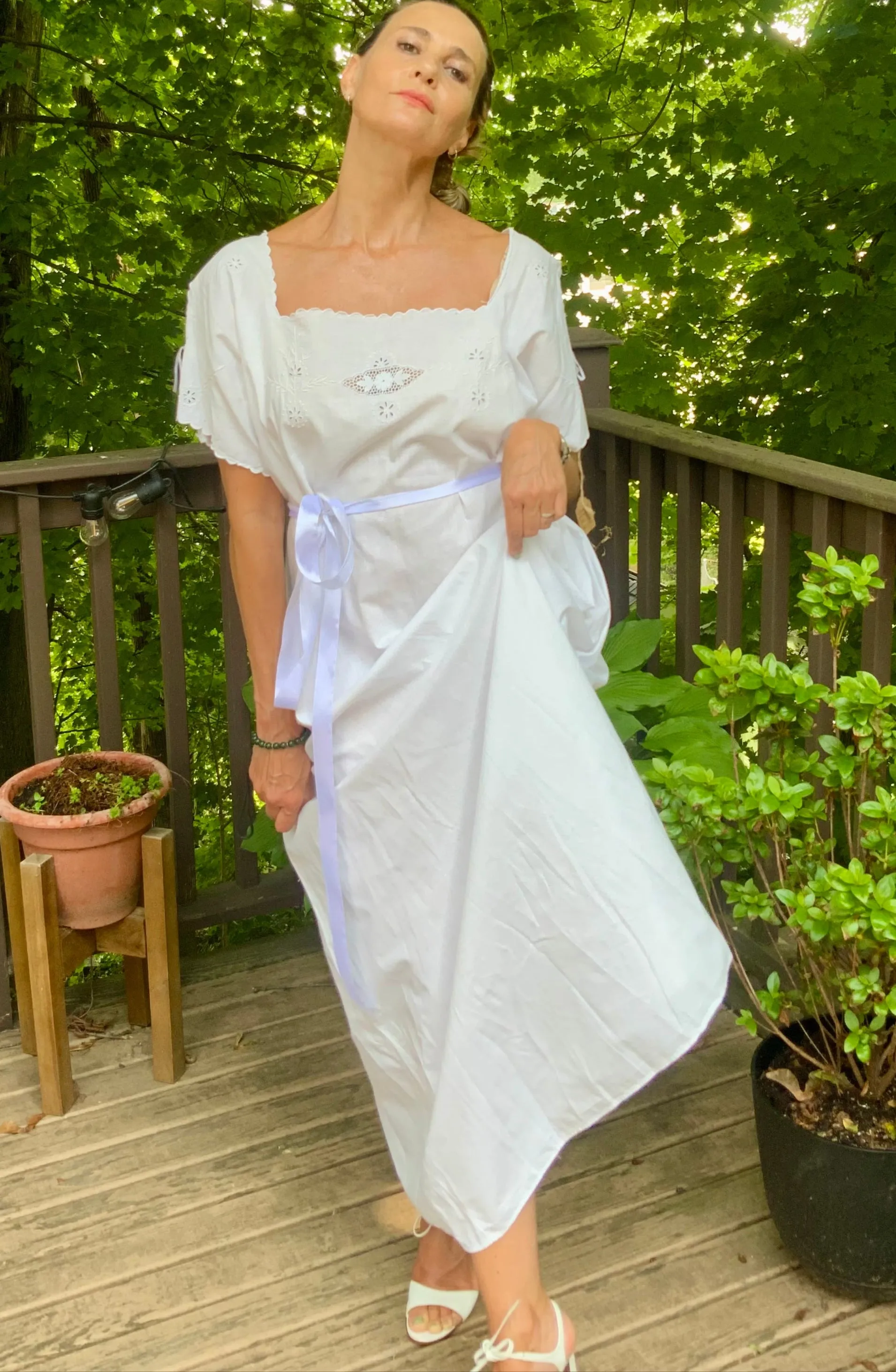 Edwardian Nightgown Cotton Cut Out Work and Embroidery - 1900