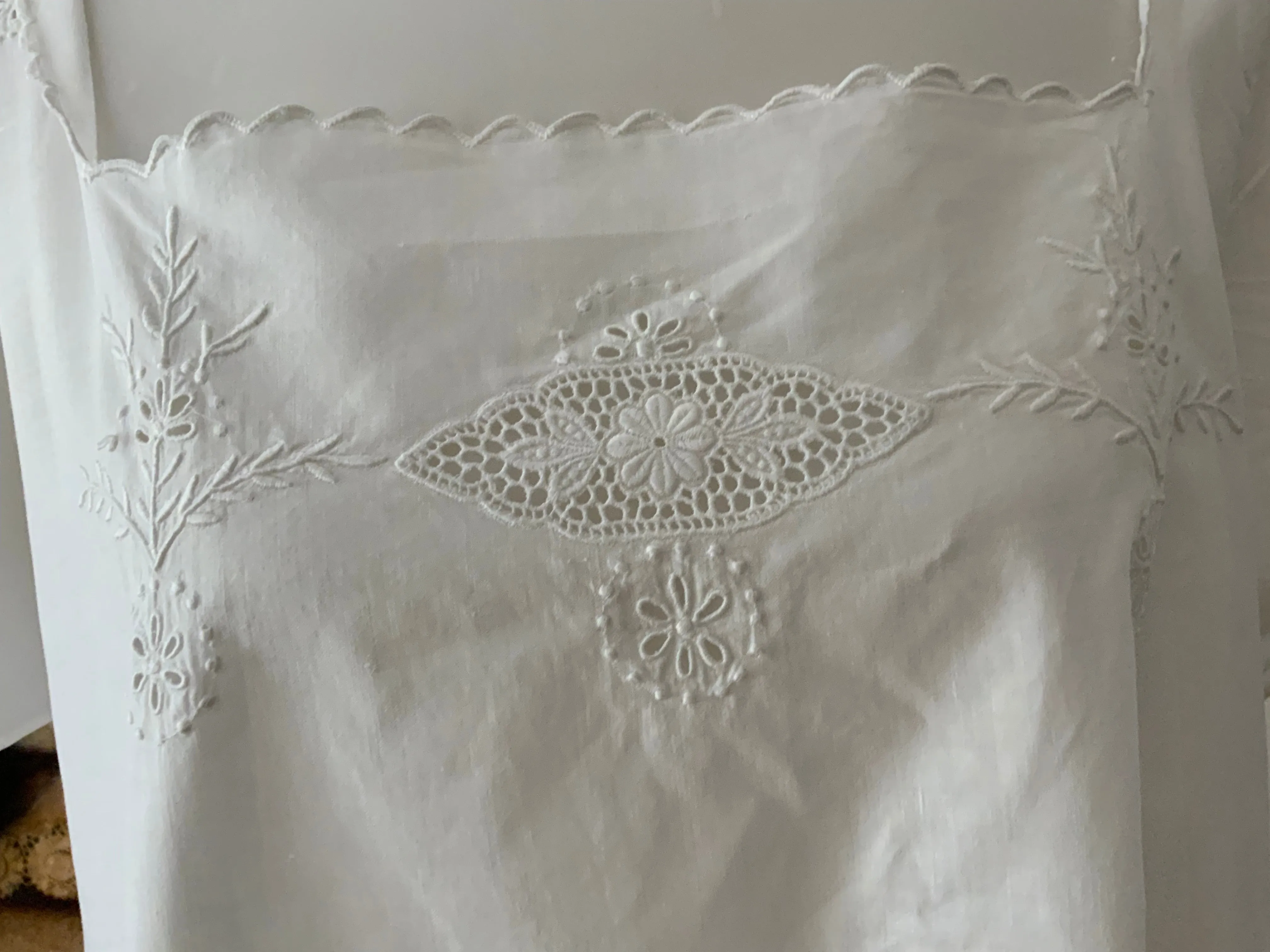 Edwardian Nightgown Cotton Cut Out Work and Embroidery - 1900