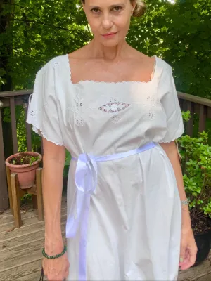 Edwardian Nightgown Cotton Cut Out Work and Embroidery - 1900