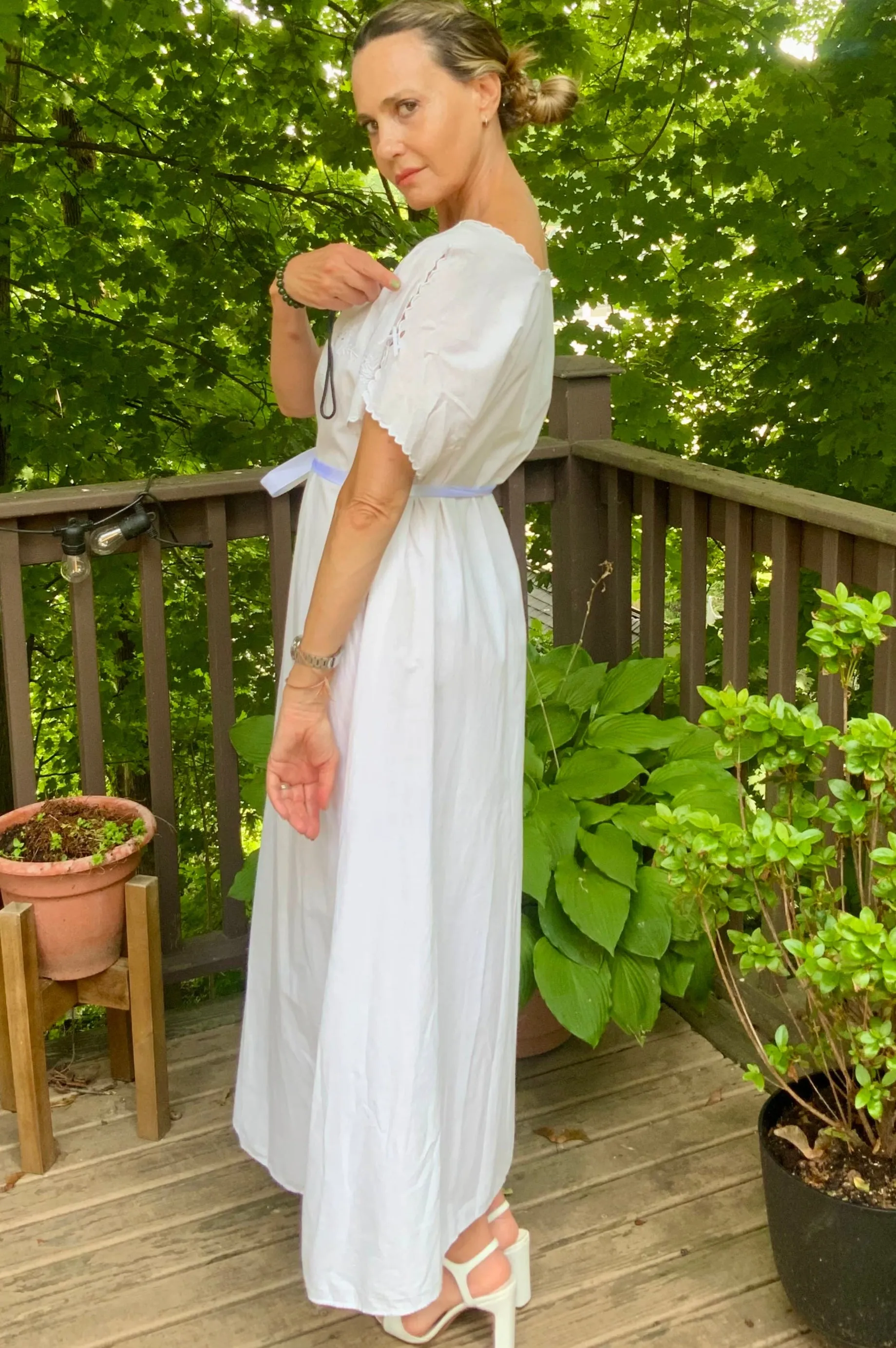 Edwardian Nightgown Cotton Cut Out Work and Embroidery - 1900