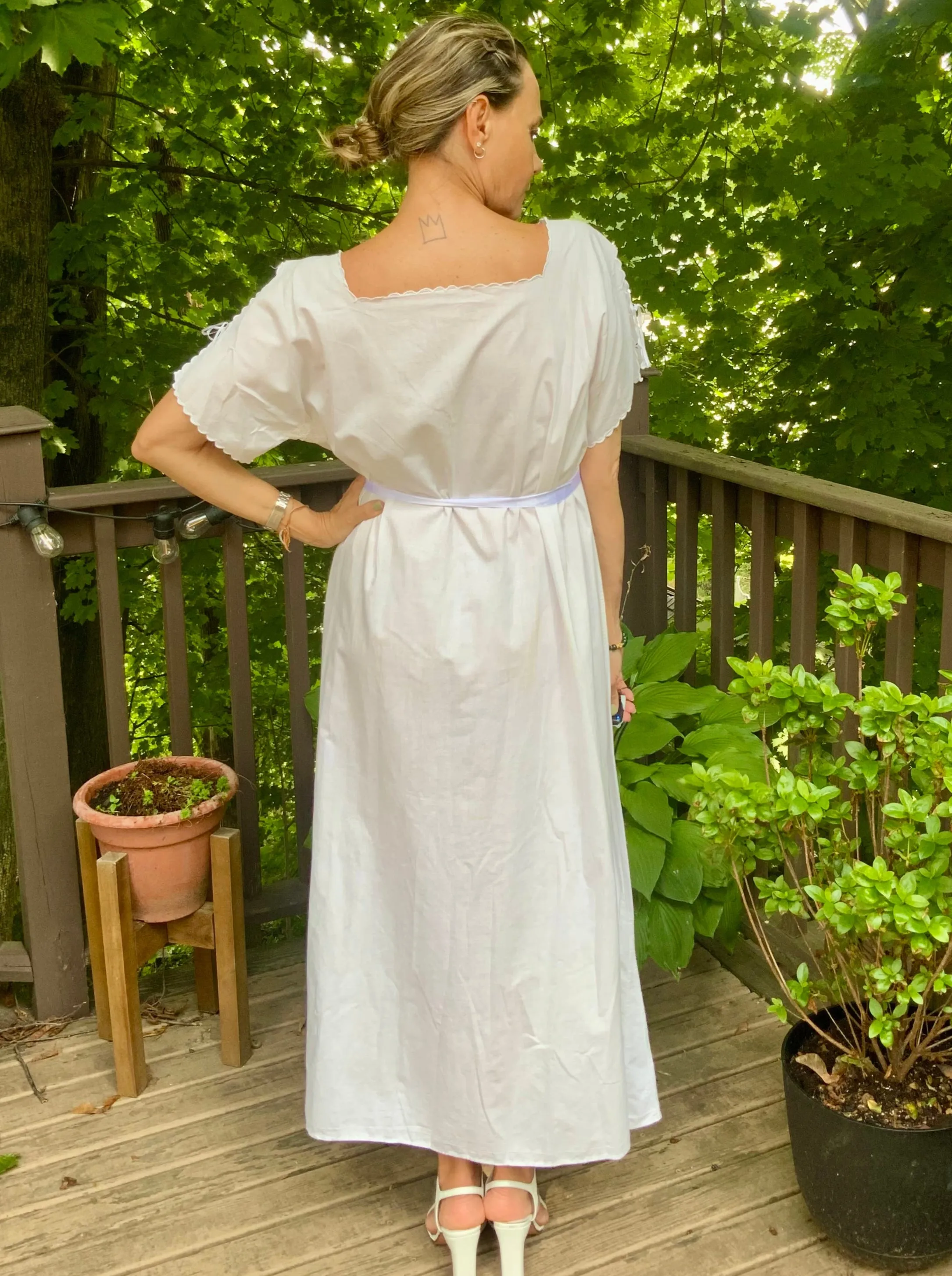 Edwardian Nightgown Cotton Cut Out Work and Embroidery - 1900