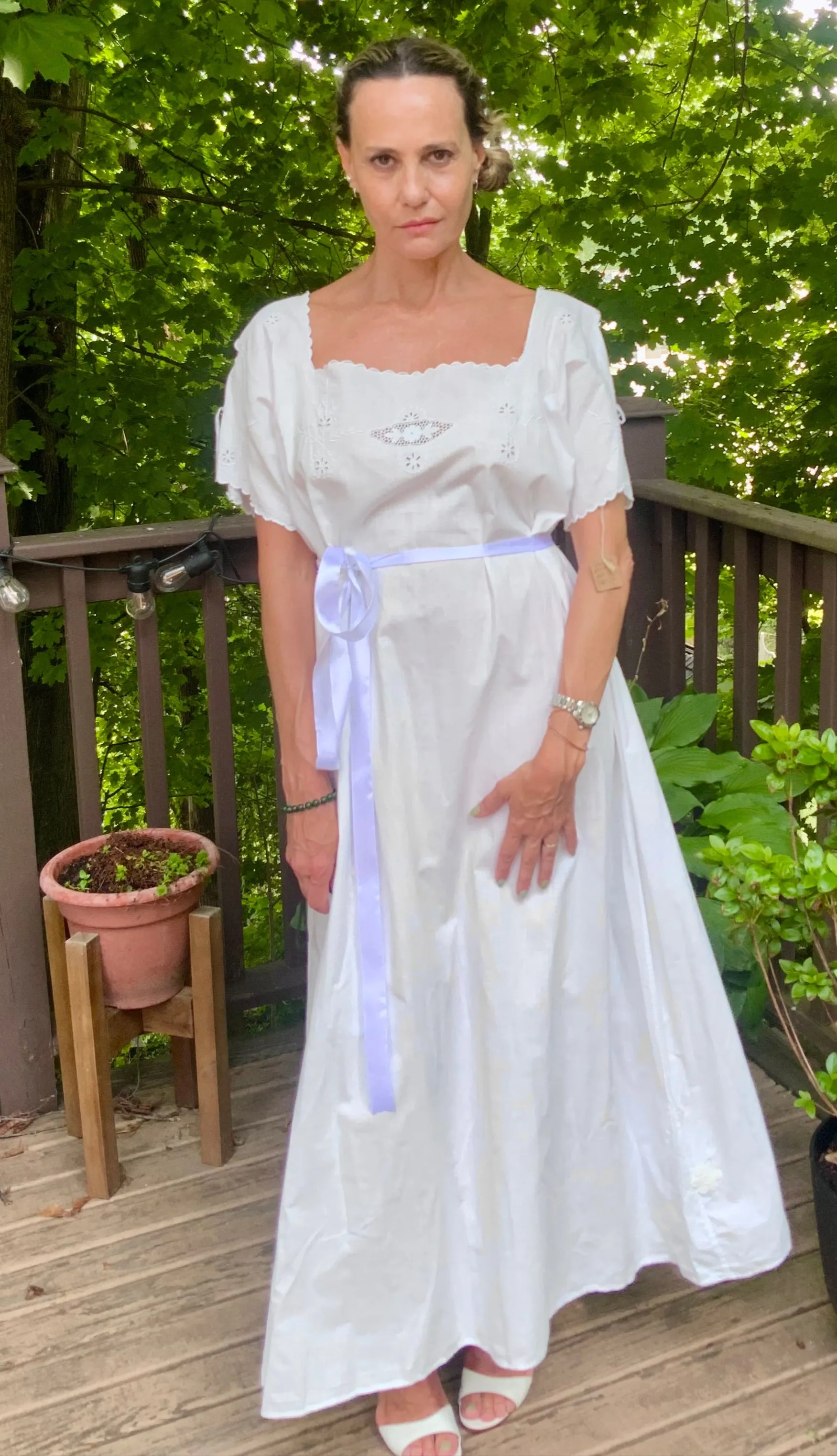 Edwardian Nightgown Cotton Cut Out Work and Embroidery - 1900