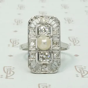 Edwardian Panel Diamond & Pearl Dream Ring