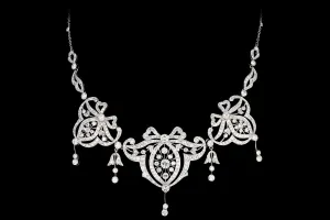 Edwardian Platinum 14.15 Carat Old Cut Diamond Necklace
