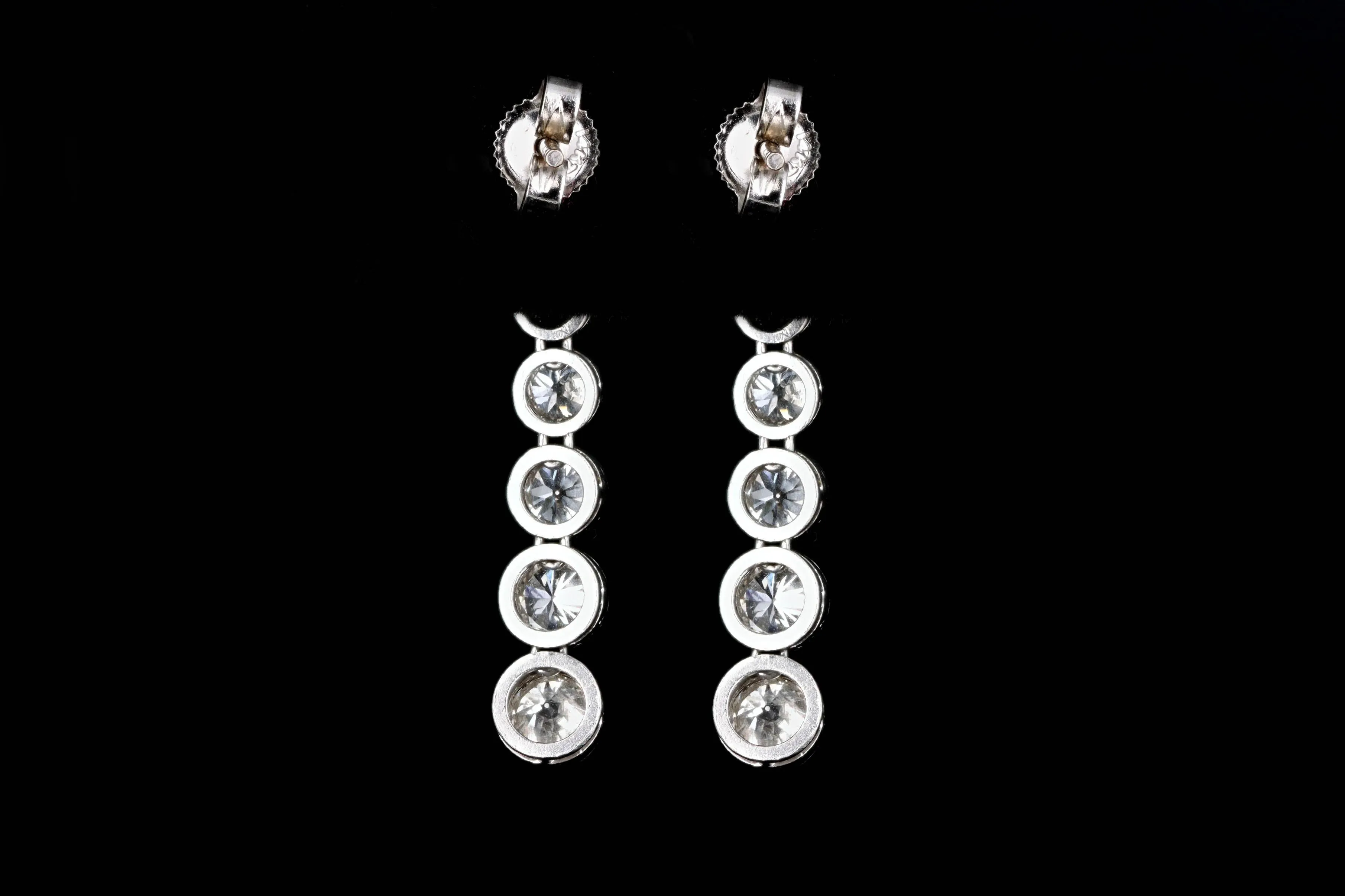 Edwardian Platinum Old European Cut Diamond Flower Drop Earrings