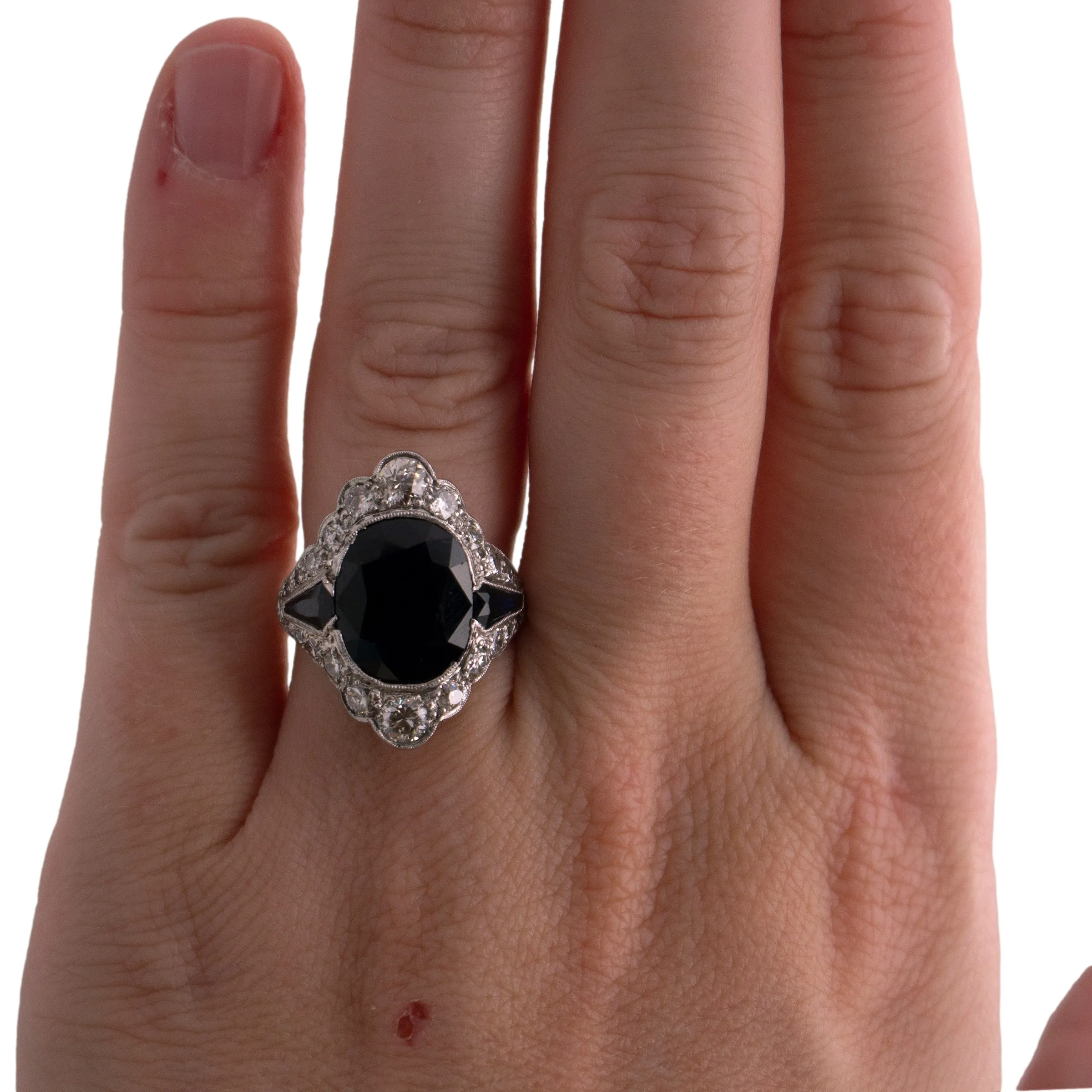 Edwardian Platinum Sapphire and Diamond Ring