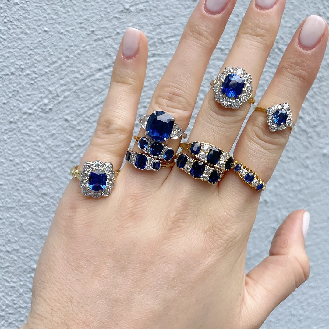 Edwardian Style 1.25ct Oval Sapphire & Diamond Ring