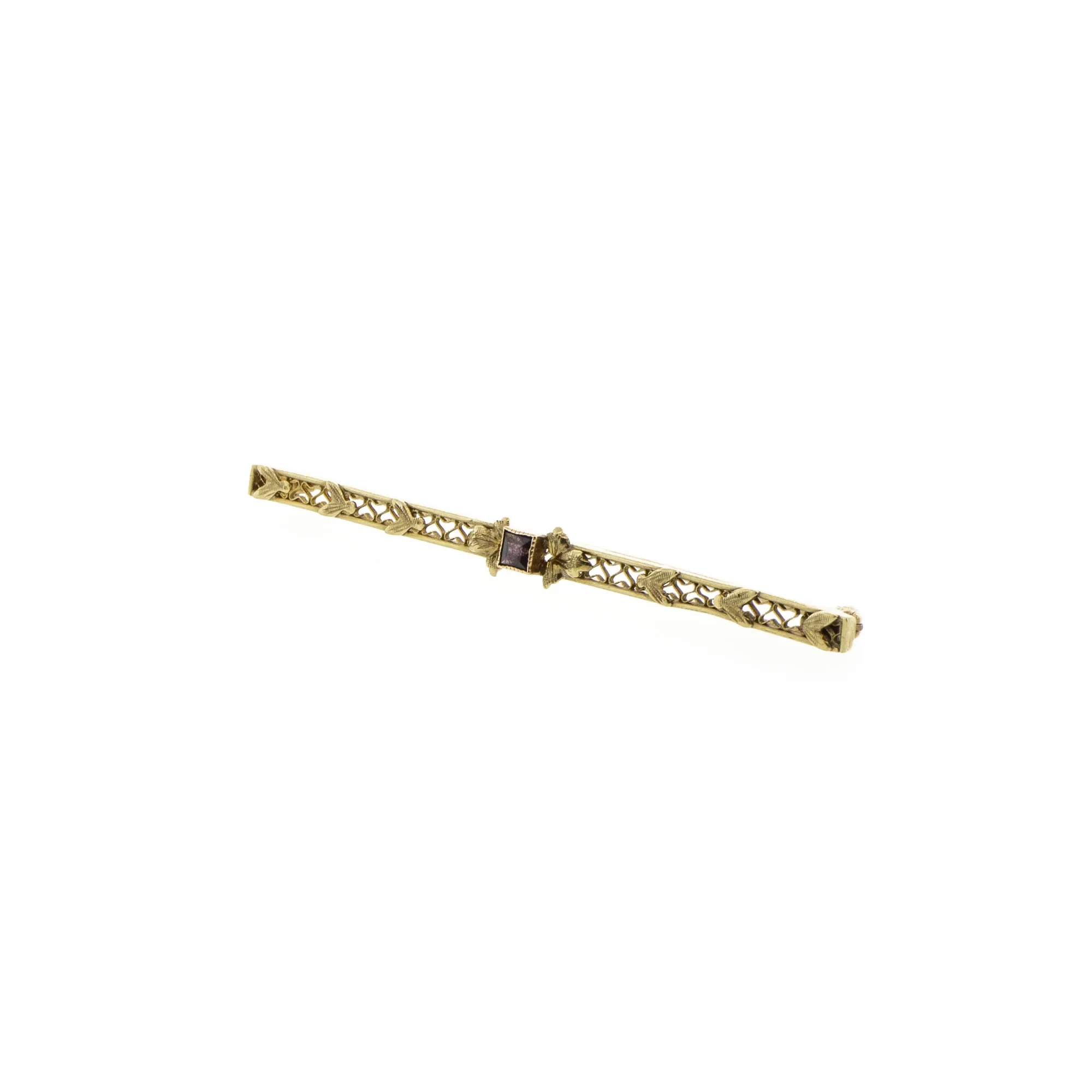 Edwardian Synthetic Amethyst & Yellow Gold Pin
