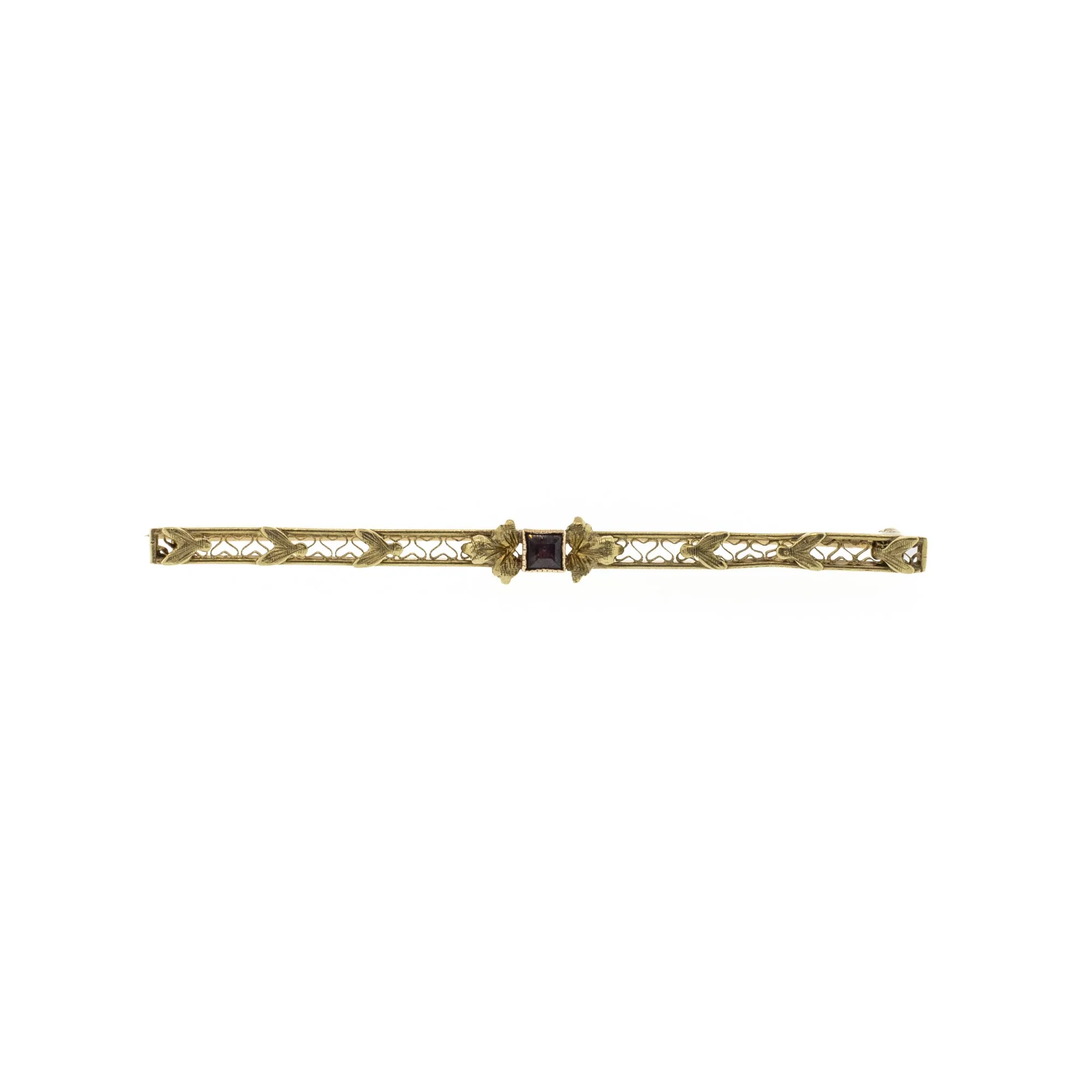 Edwardian Synthetic Amethyst & Yellow Gold Pin