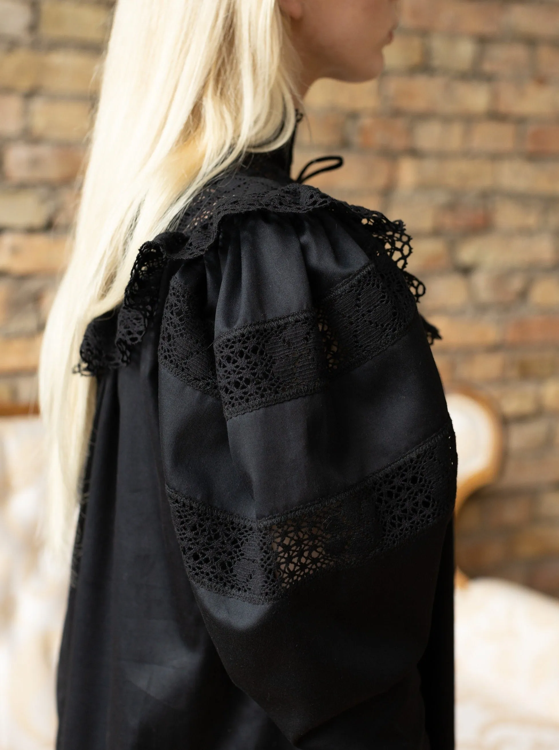Edwardian Winter - Vintage Inspired Gown in Black Cotton