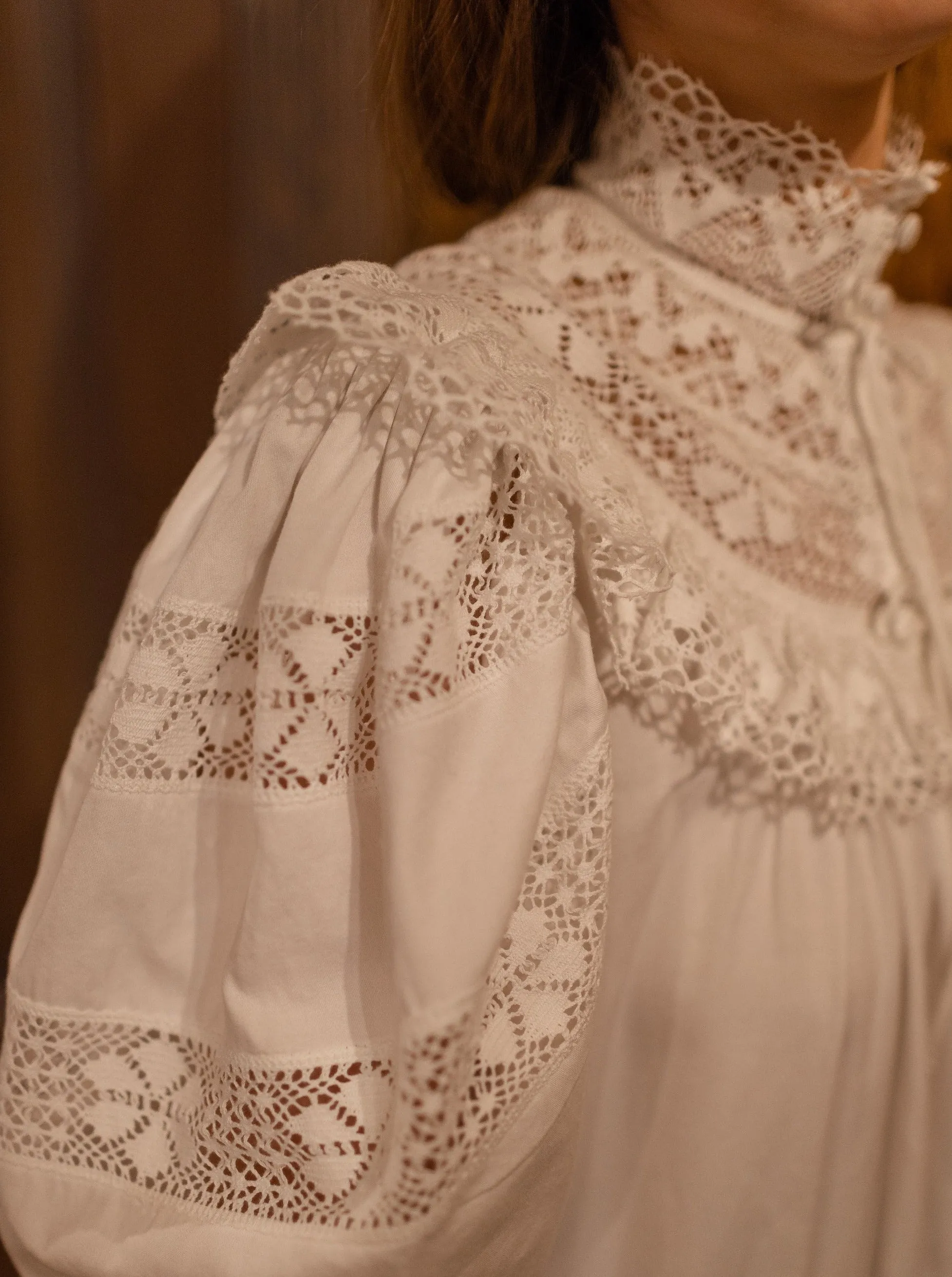 Edwardian Winter - Vintage Inspired Gown in White Cotton