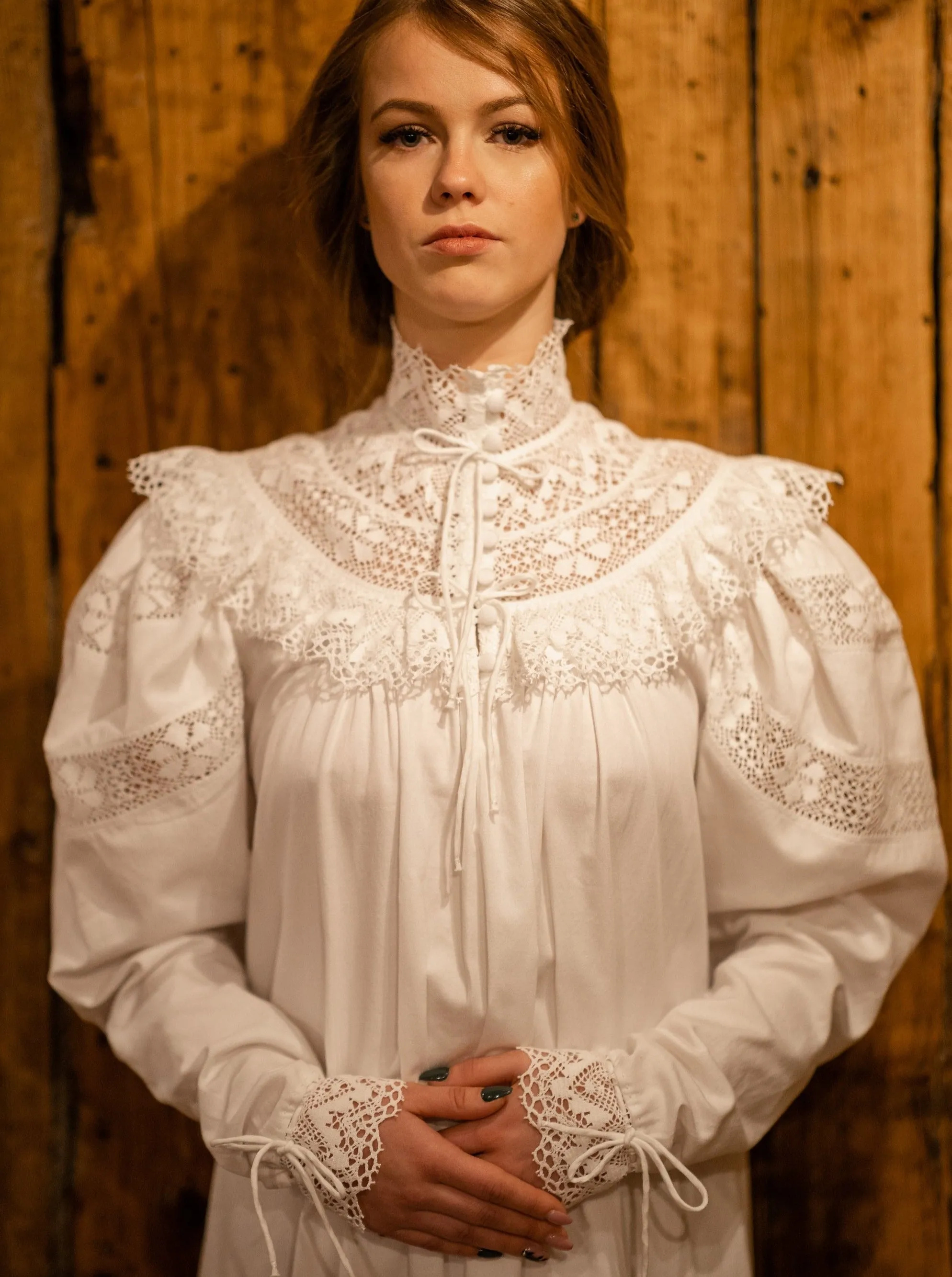 Edwardian Winter - Vintage Inspired Gown in White Cotton