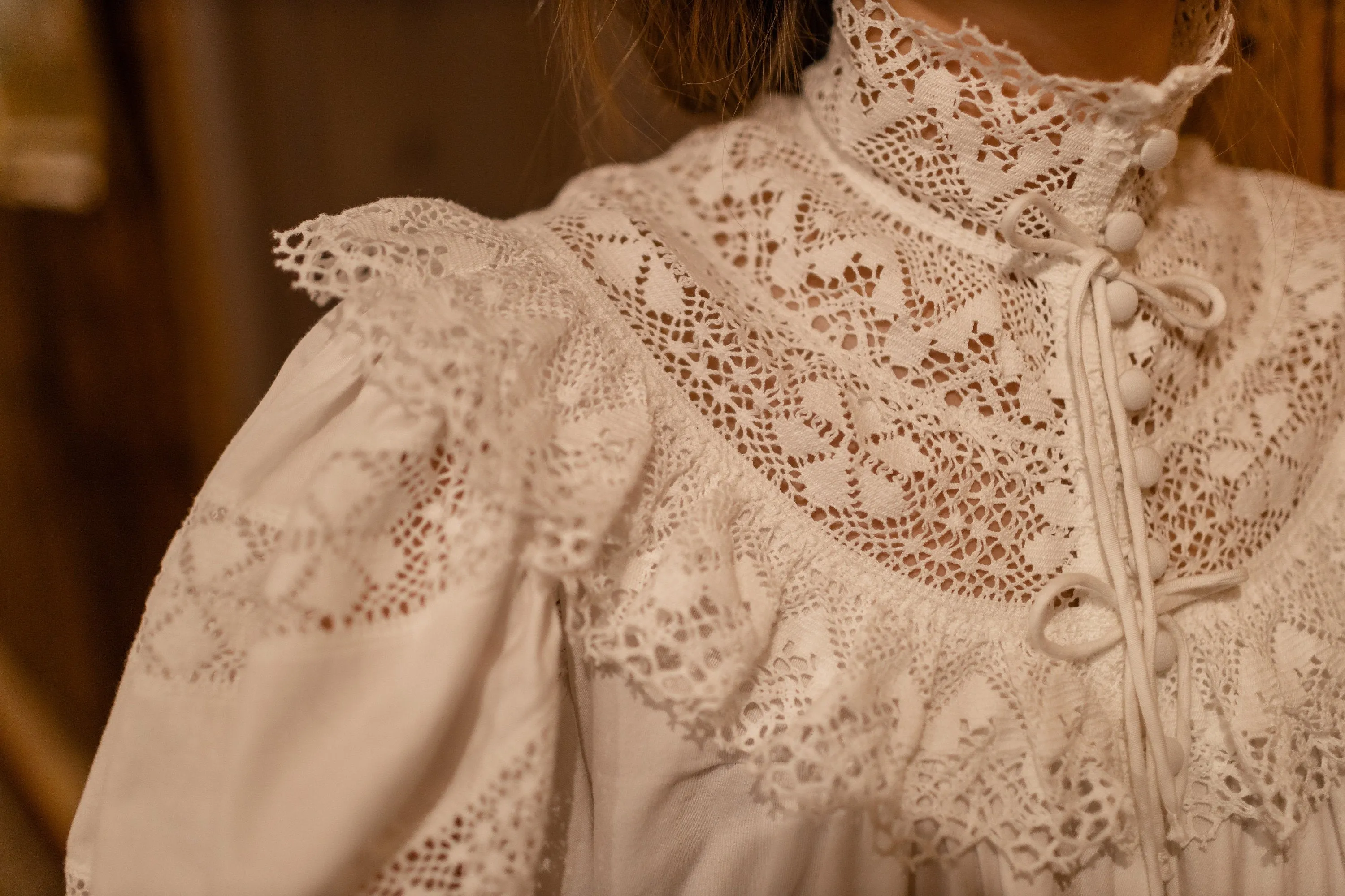 Edwardian Winter - Vintage Inspired Gown in White Cotton