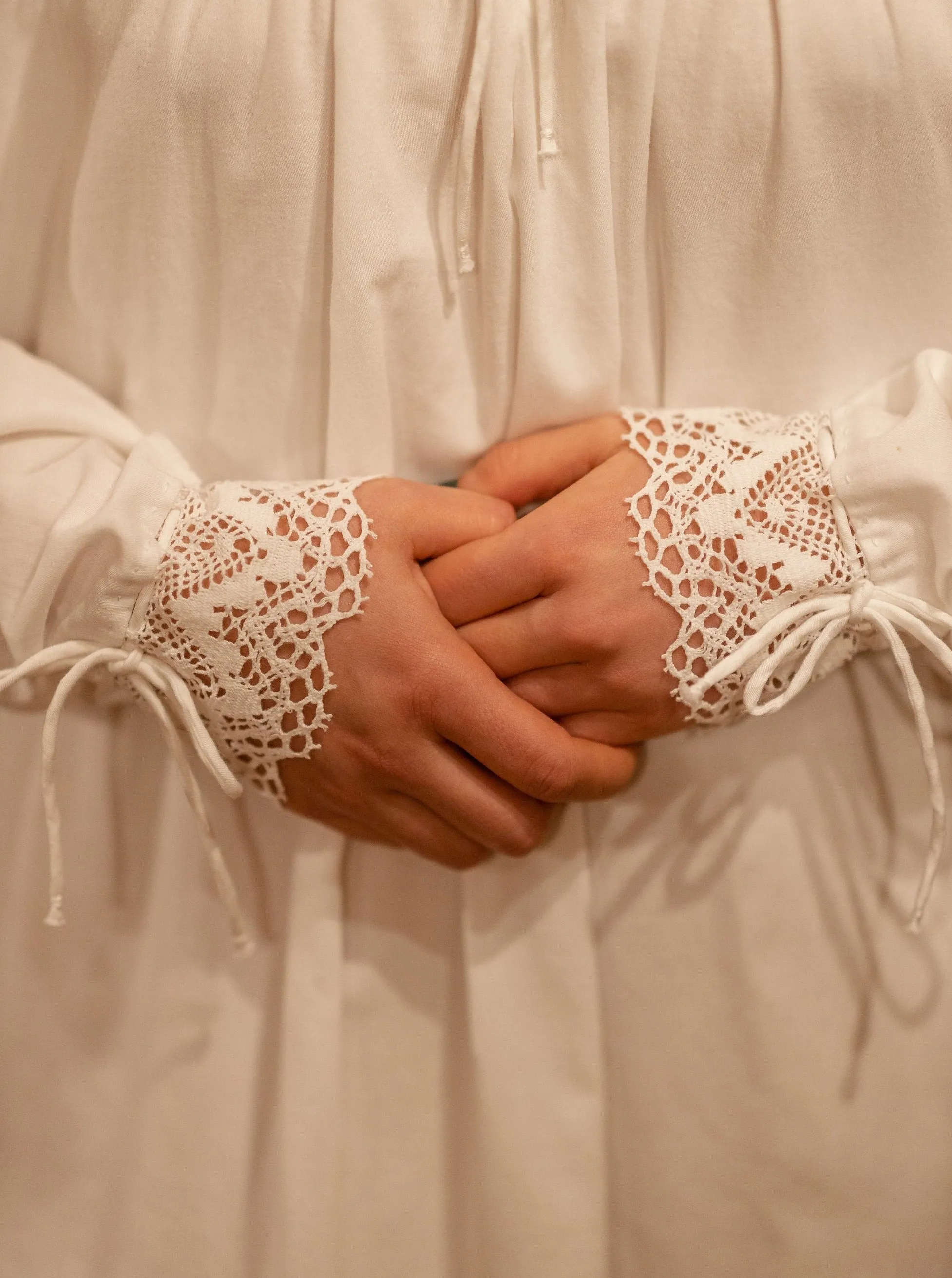 Edwardian Winter - Vintage Inspired Gown in White Cotton