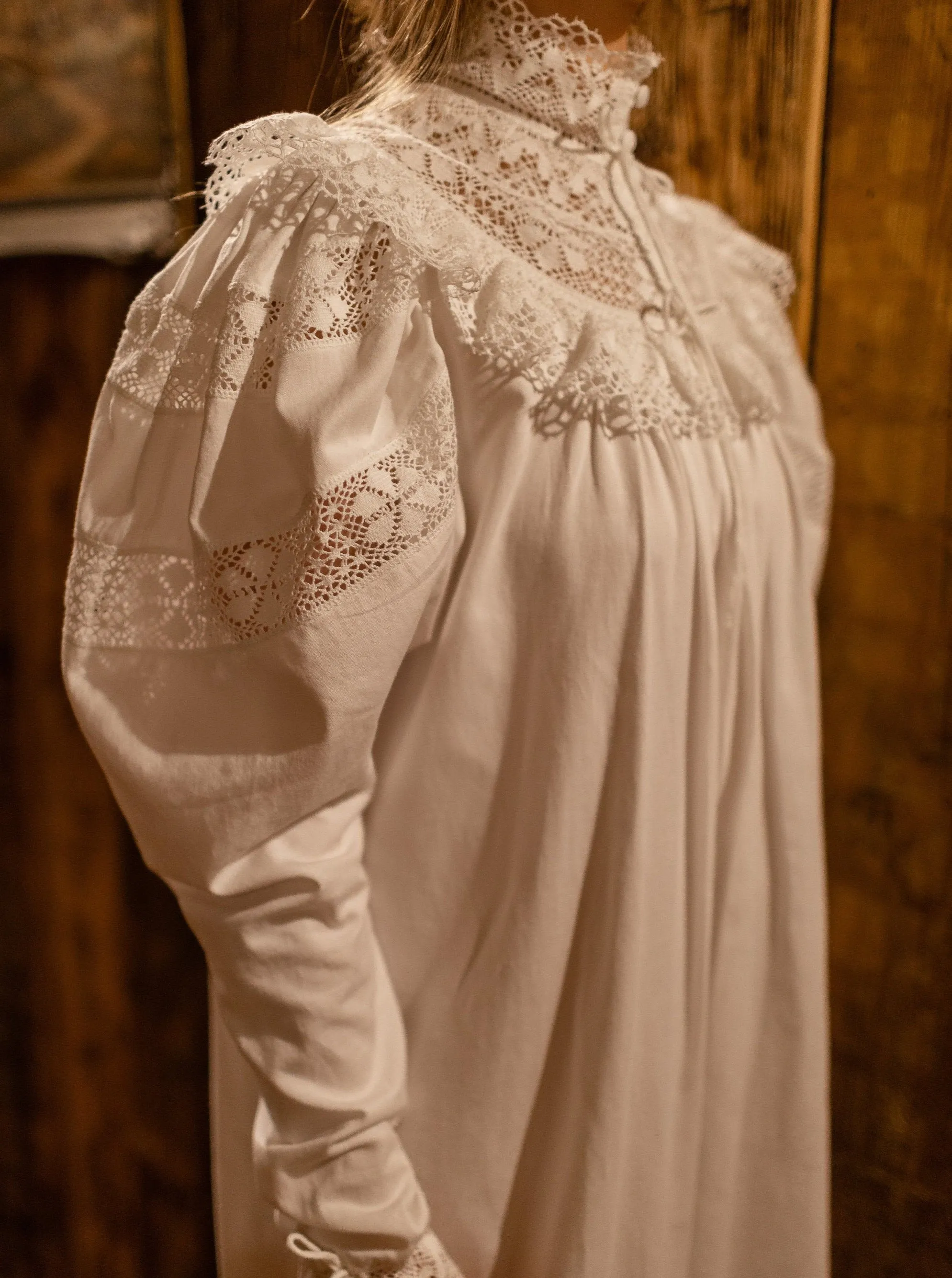 Edwardian Winter - Vintage Inspired Gown in White Cotton