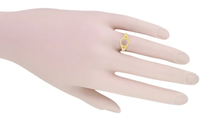Edwardian Yellow Gold Antique Style 1.00 to 1.30 Carat Filigree Engagement Ring Mounting for a 6.3 - 7.3mm Round Stone