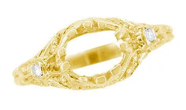 Edwardian Yellow Gold Antique Style 1.00 to 1.30 Carat Filigree Engagement Ring Mounting for a 6.3 - 7.3mm Round Stone