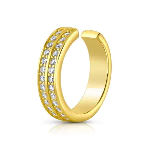 EFFORTLESS TWO ROW CZ SINGLE EAR CUFF, GOLD
