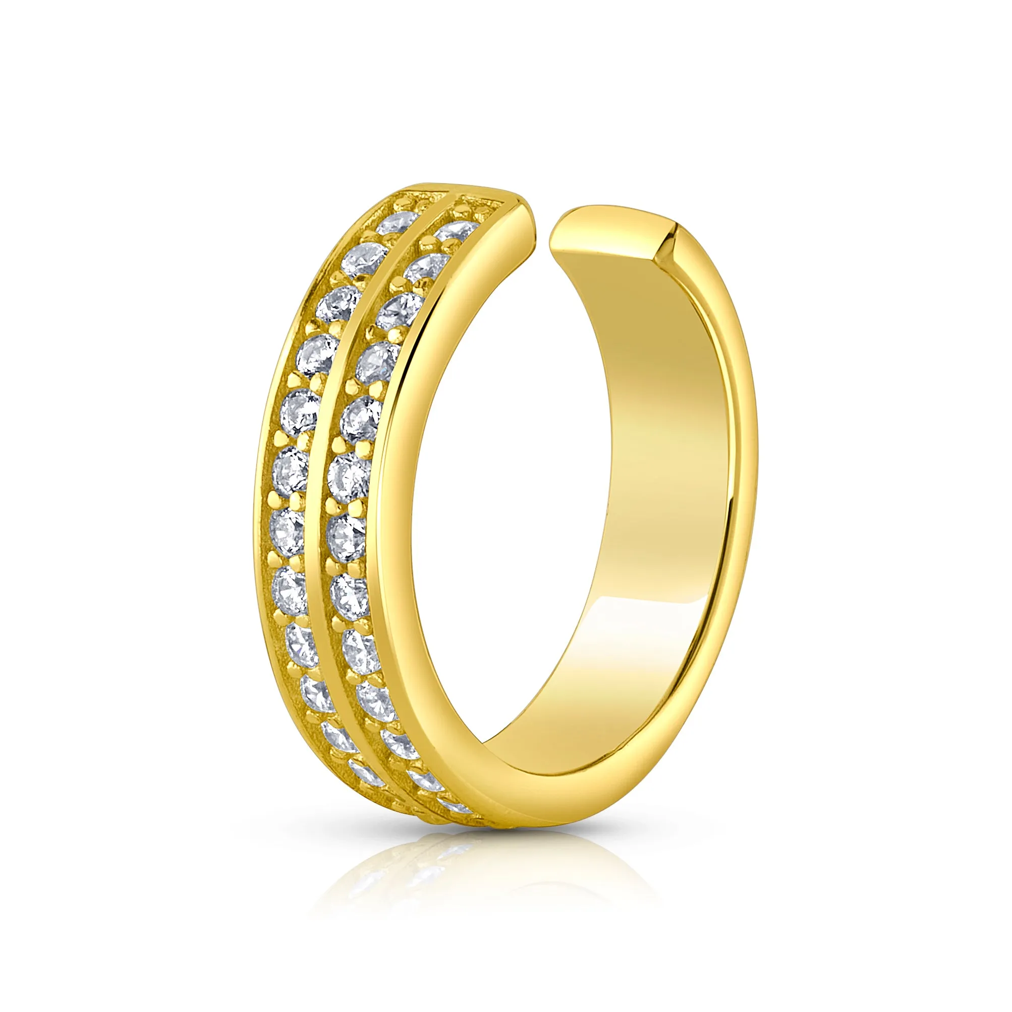 EFFORTLESS TWO ROW CZ SINGLE EAR CUFF, GOLD