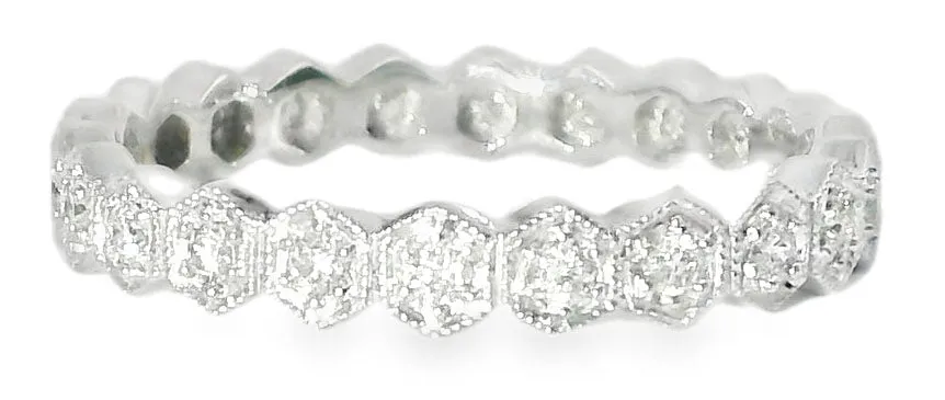 Elegant 18K White Gold Diamond Eternity Wedding Band Ring