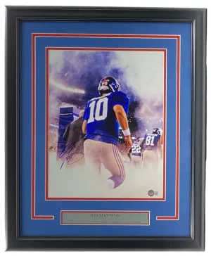 Eli Manning Signed Framed 11x14 New York Giants Photo BAS
