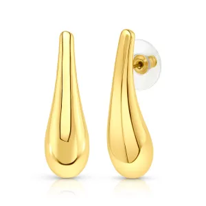 ELONGATED TEARDROP EARRING, GOLD