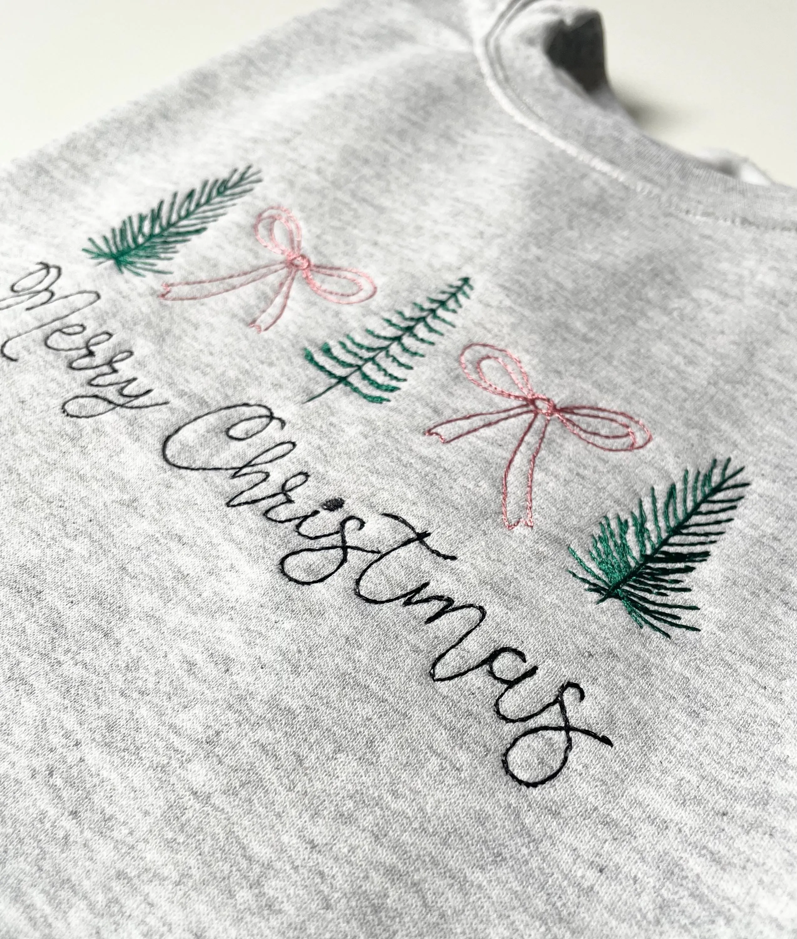 Embroidered Merry Christmas Sweatshirt - Christmas Gift for Her - Women's Festive Christmas Sweater