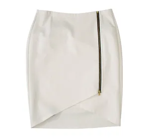 English White PolySpandex V-Curve Skirt