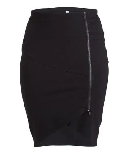 English White PolySpandex V-Curve Skirt