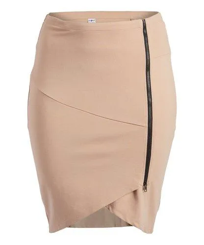 English White PolySpandex V-Curve Skirt