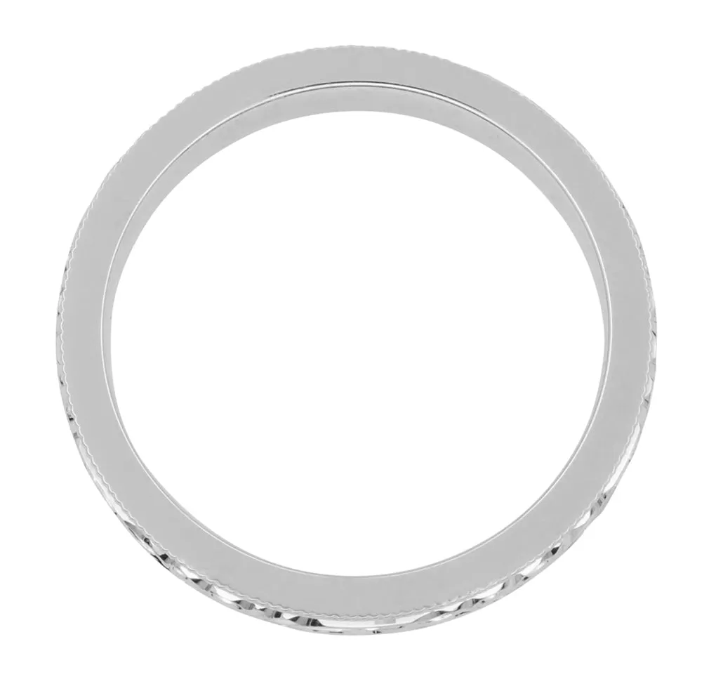 Engraved Acanthus Scrolls Victorian Platinum Wedding Band for a Man - 4mm Wide