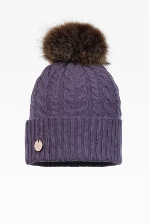 Eve Cable Pom Pom Hat - Faux Fur