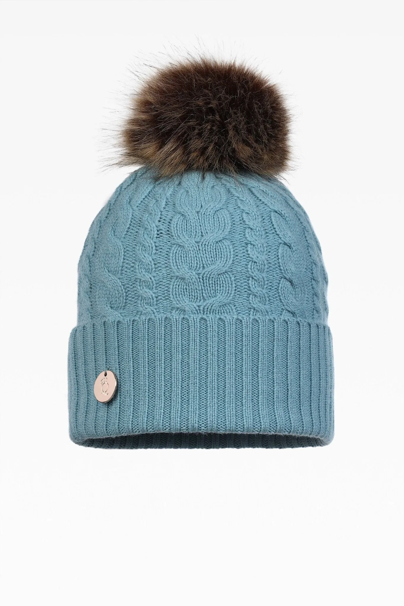 Eve Cable Pom Pom Hat - Faux Fur