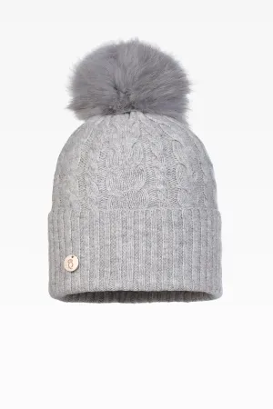 Eve Cable Pom Pom Hat - Real Fur