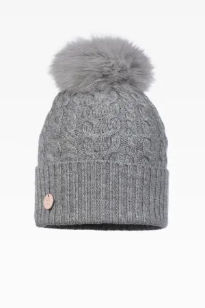Eve Cable Pom Pom Hat - Real Fur