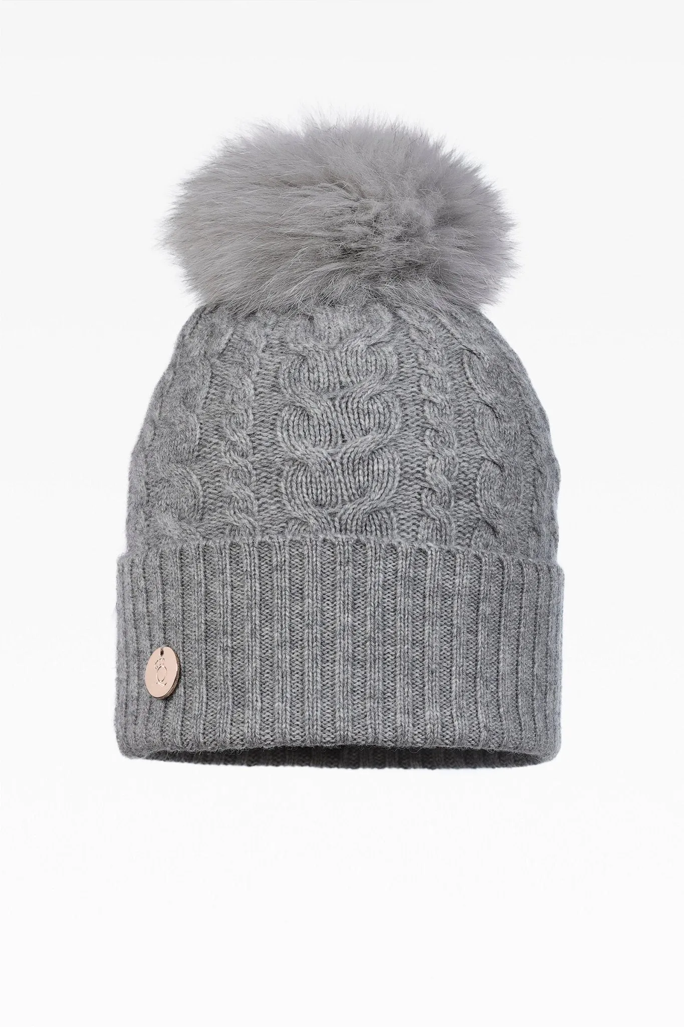 Eve Cable Pom Pom Hat - Real Fur