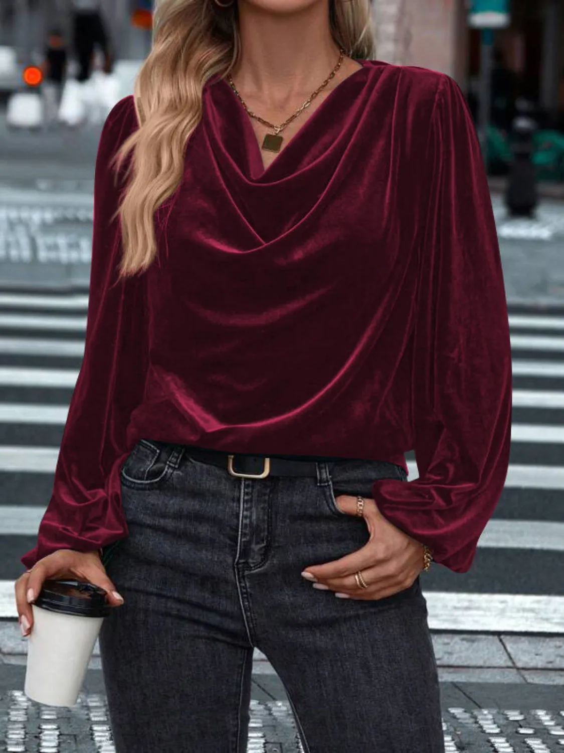 Eve Cowl Neck Long Sleeve Top