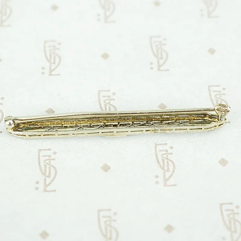 Exquisite Edwardian Diamond and Enamel Bar Pin