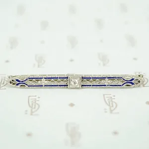 Exquisite Edwardian Diamond and Enamel Bar Pin