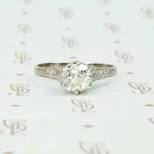 Exquisite Platinum Solitaire with 1.02ct Old Mine Cut Diamond