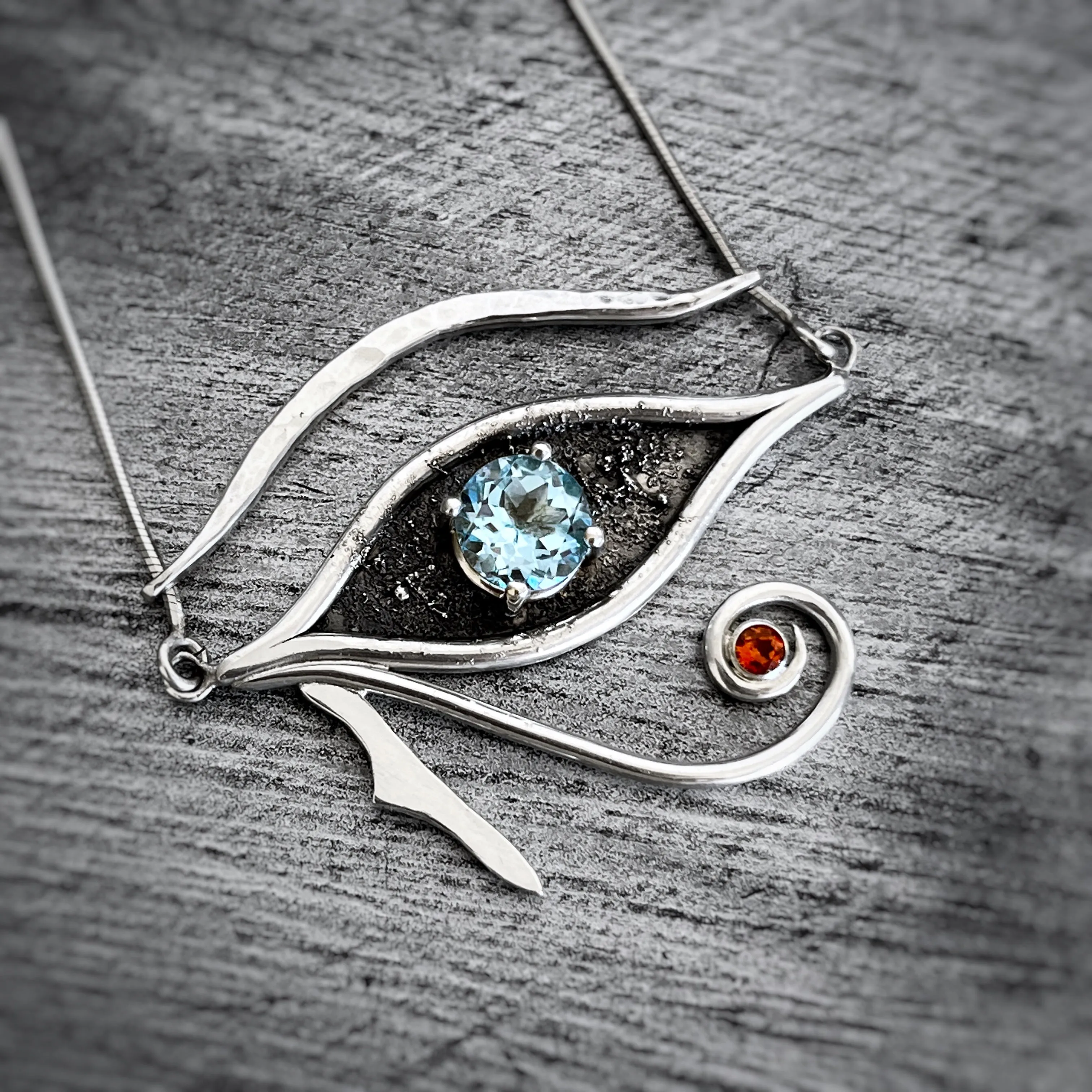Eye of Horus necklace with topaz & zircon