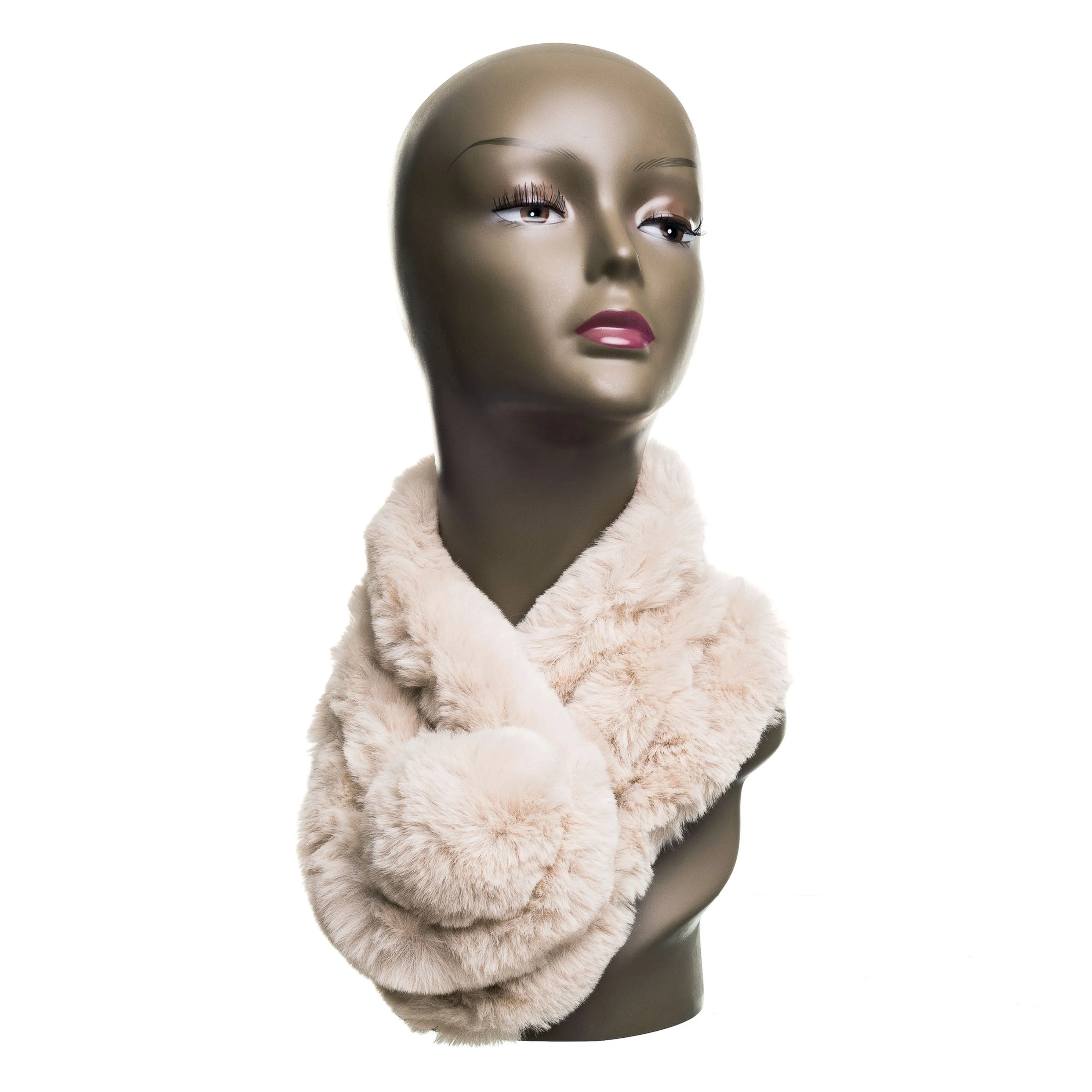 Faux Fur Collar Scarf for Women (Beige)